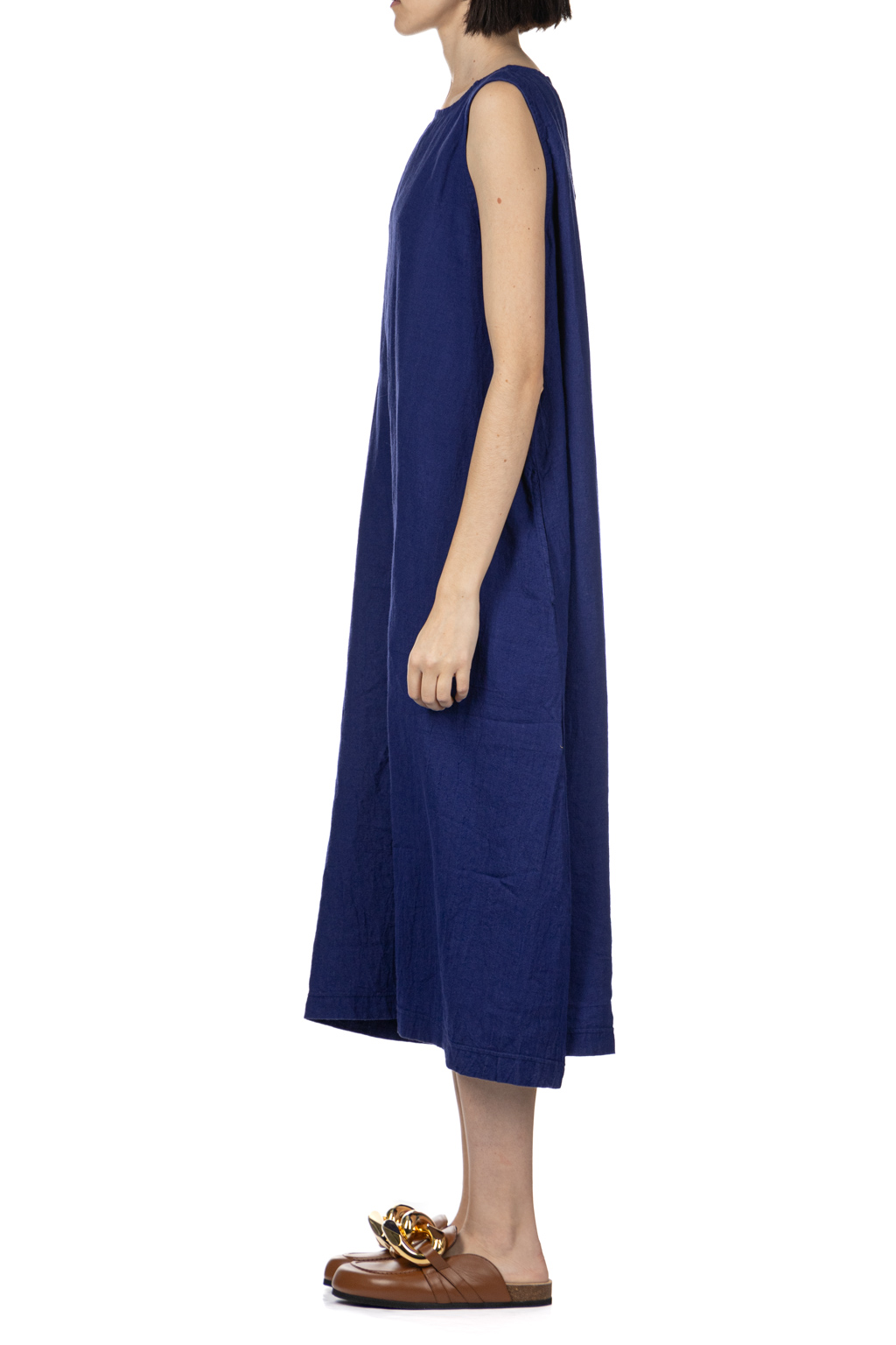 A+koloni - Azumadaki Linen Sleeveless Dress - Indigo