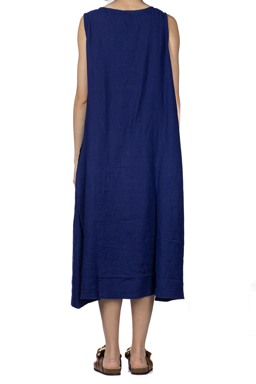 A+koloni - Azumadaki Linen Sleeveless Dress - Indigo