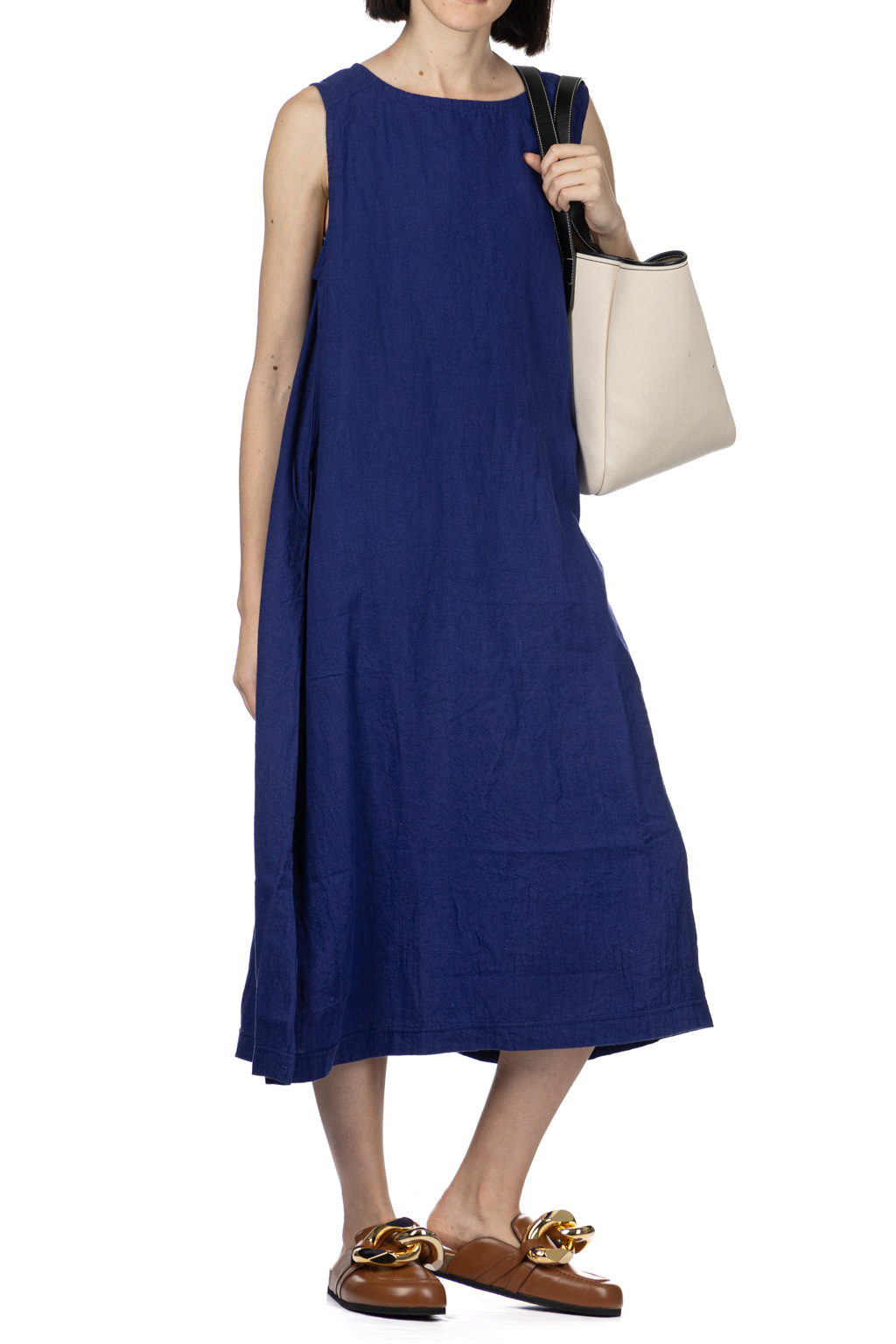 A+koloni - Azumadaki Linen Sleeveless Dress - Indigo