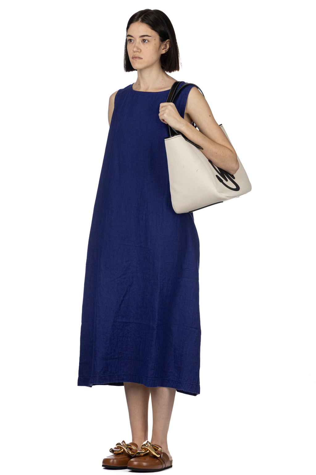 A+koloni - Azumadaki Linen Sleeveless Dress - Indigo