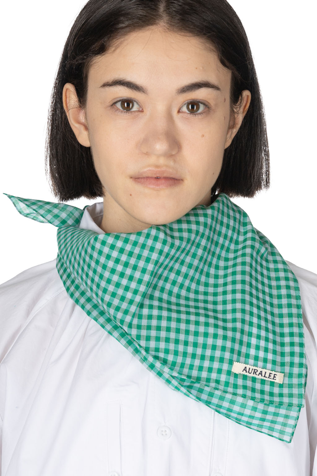 AURALEE - Airy Light Cotton Check Scarf