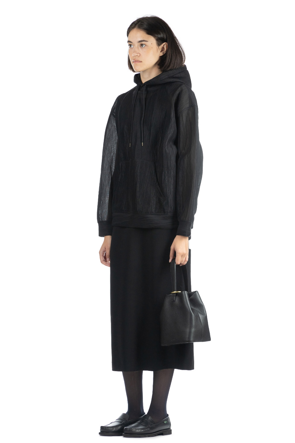 AURALEE - ELASTIC SHEER NYLON PO PARKA-Black