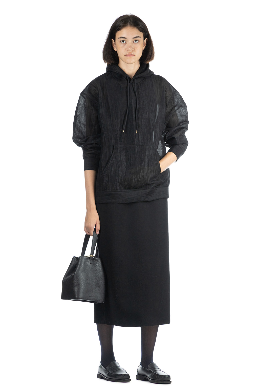 AURALEE - ELASTIC SHEER NYLON PO PARKA-Black