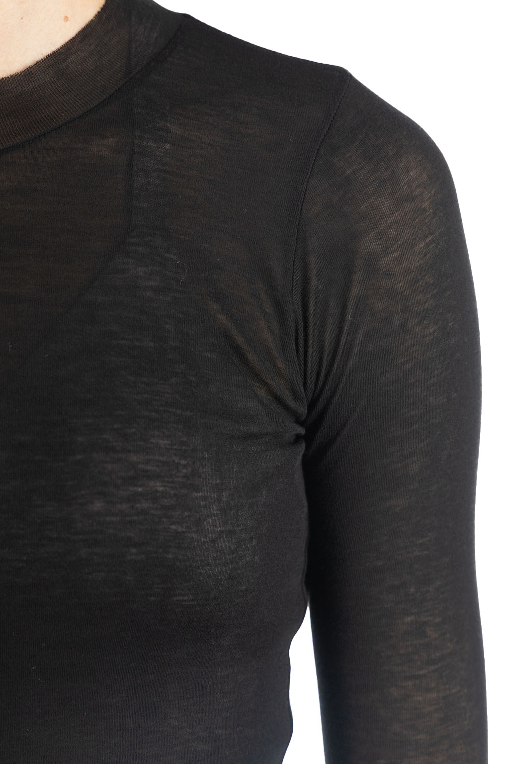 AURALEE - HIGH GAUGE SHEER RIB L/S TEE-Black