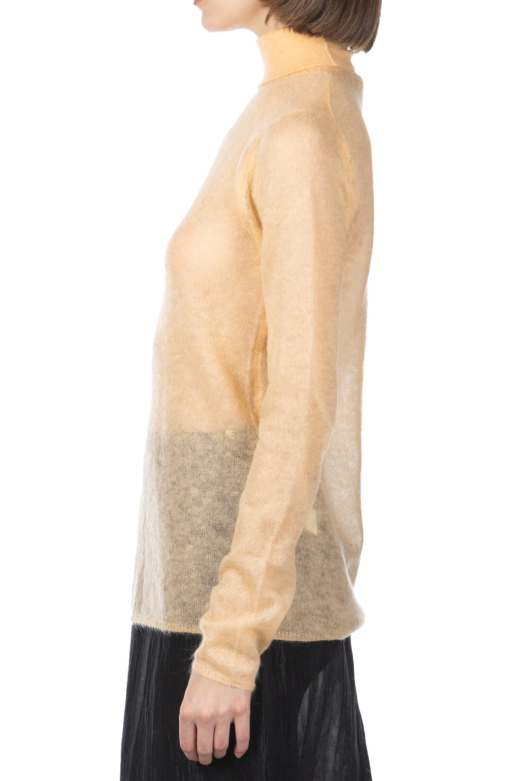 AURALEE - Kid Mohair Sheer Knit Turtleneck - Light Orange