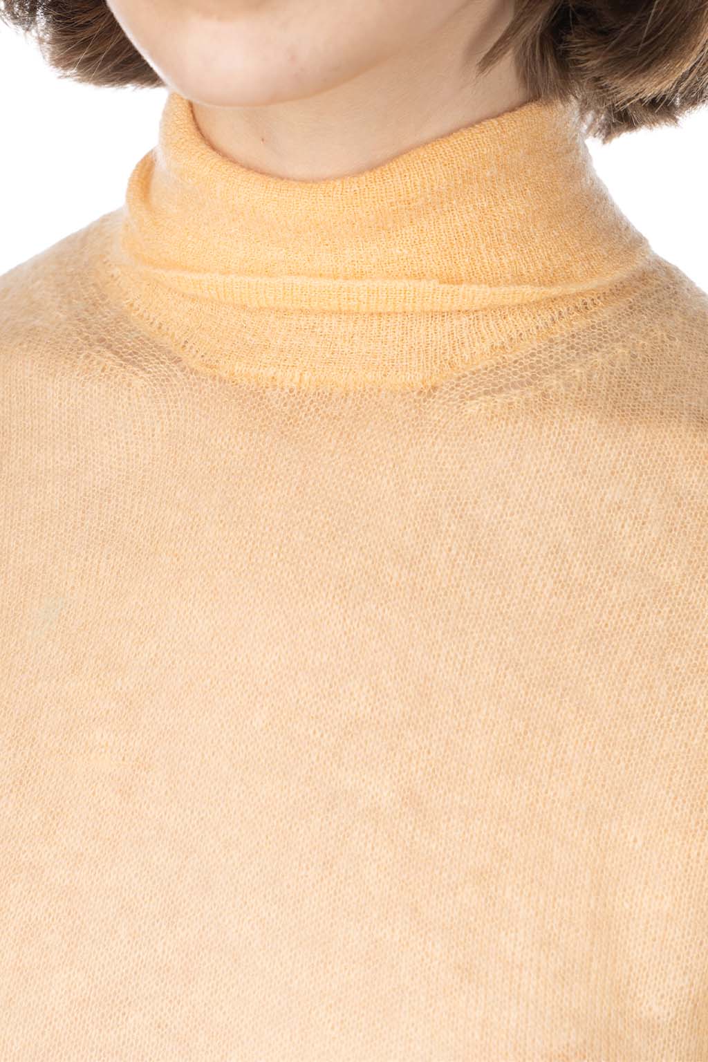 AURALEE - Kid Mohair Sheer Knit Turtleneck - Light Orange