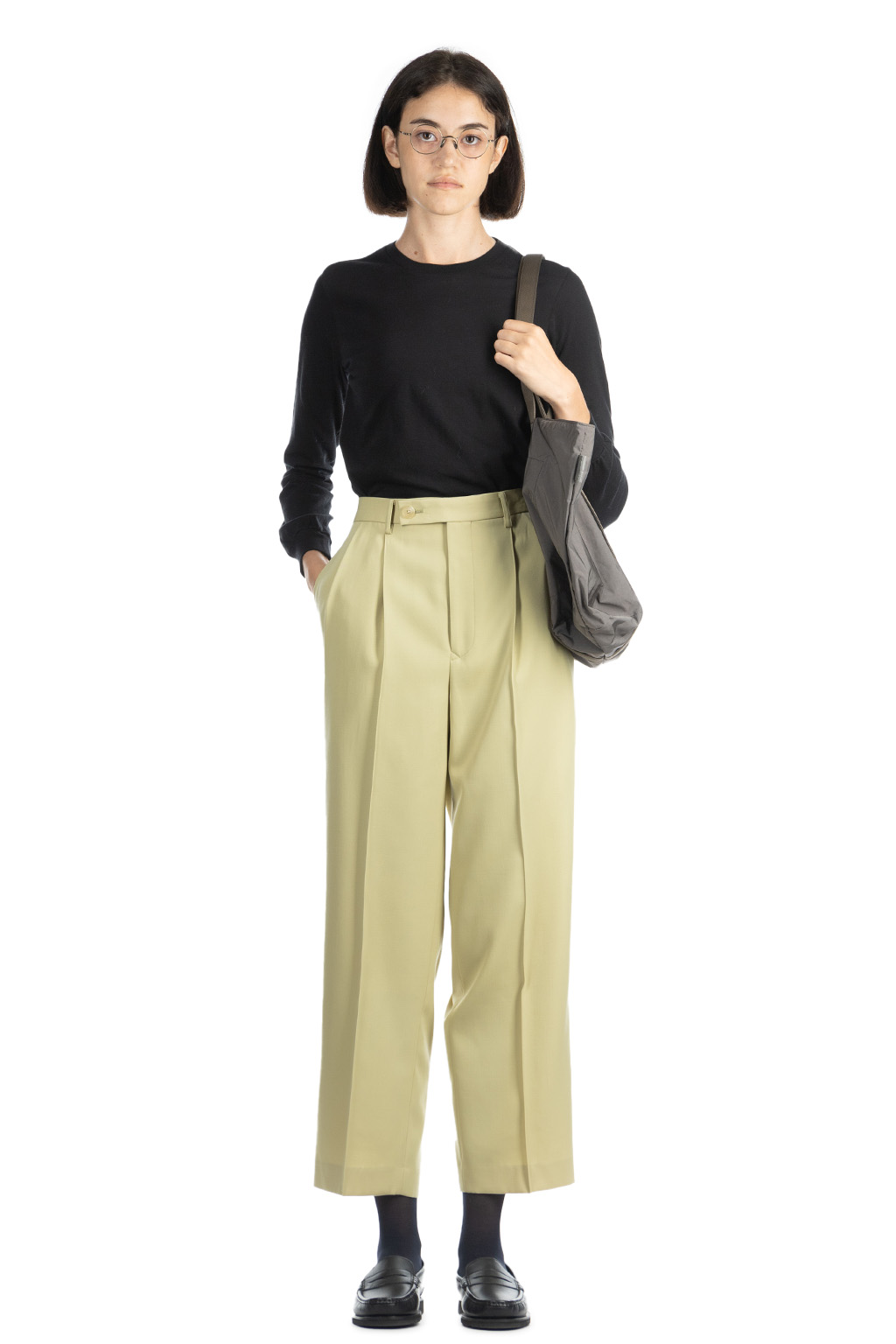 AURALEE | LIGHT WOOL MAX GABARDINE SLACKS-Light KHAKI | Women | Blue Button  Shop