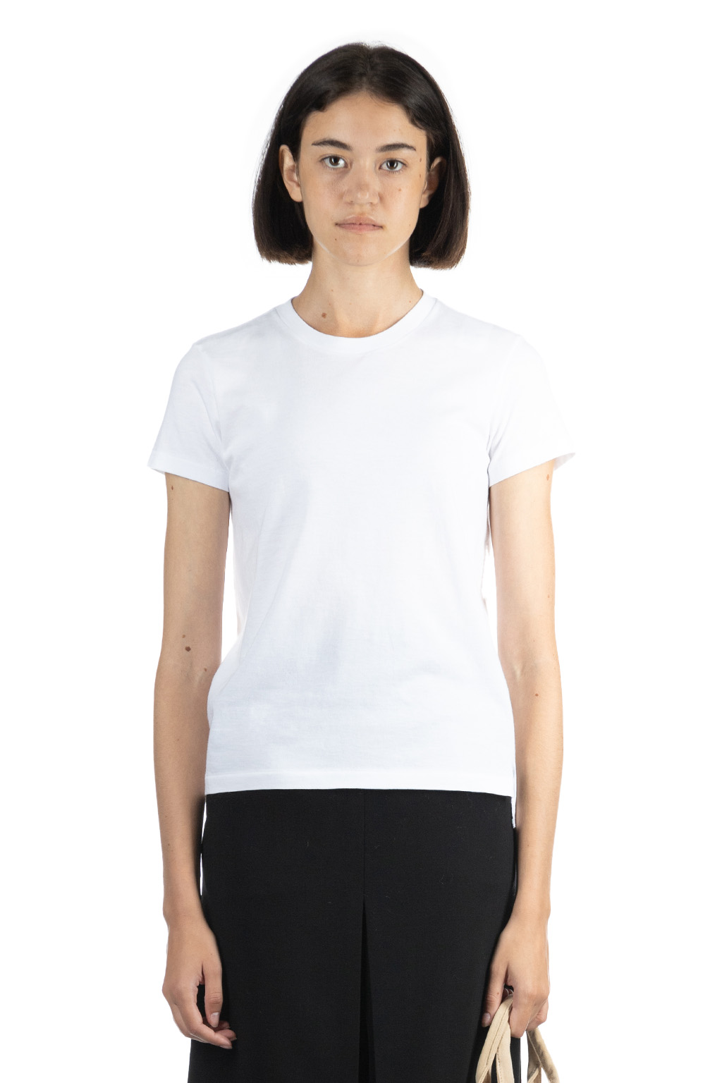 AURALEE SEAMLESS CREW NECK TEE White Women Blue Button Shop