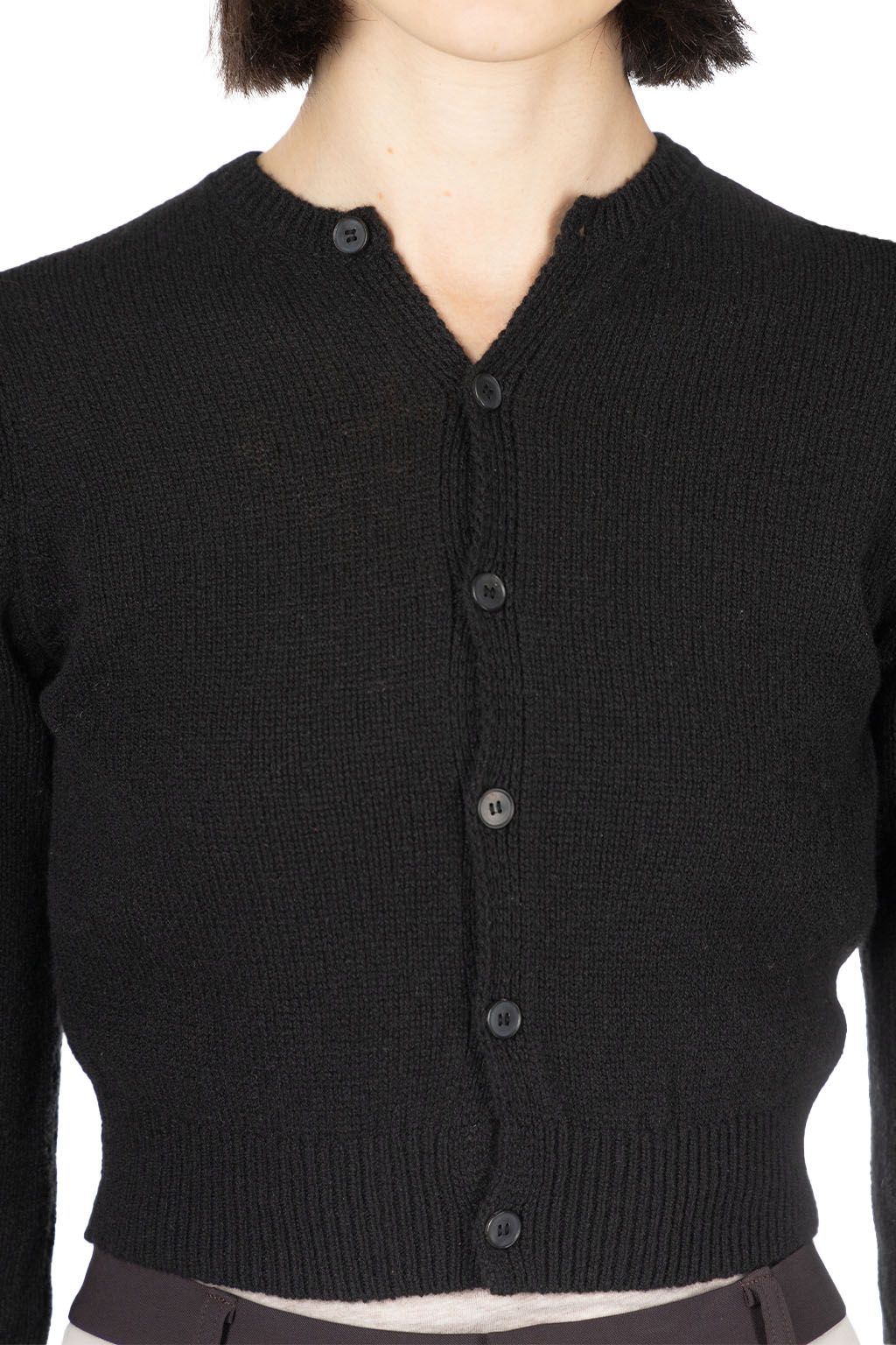 AURALEE - Summer Cashmere Knit Crew Neck Cardigan - Black