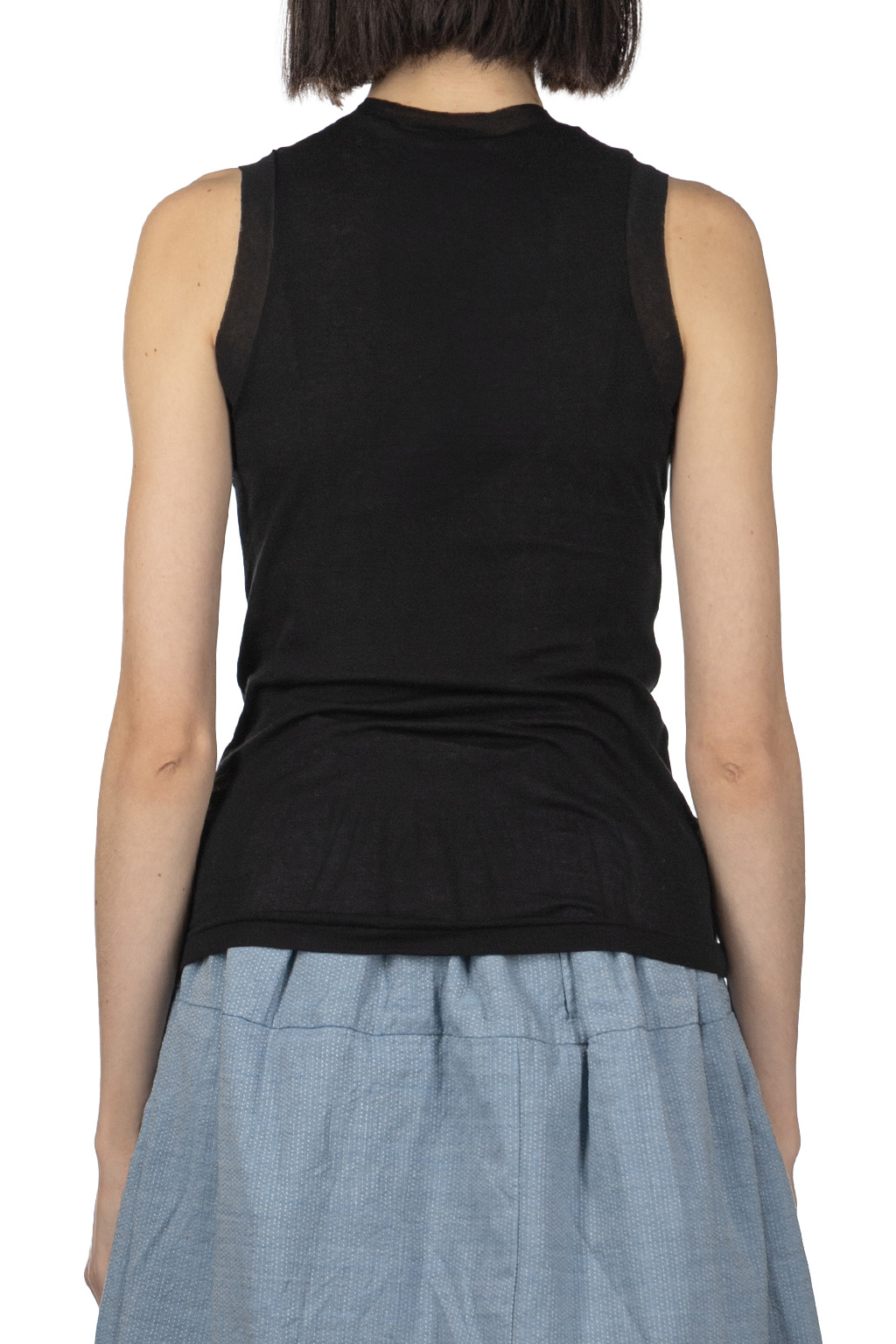 AURALEE - Super High Gauge Sheer Rib Tank Top - Black