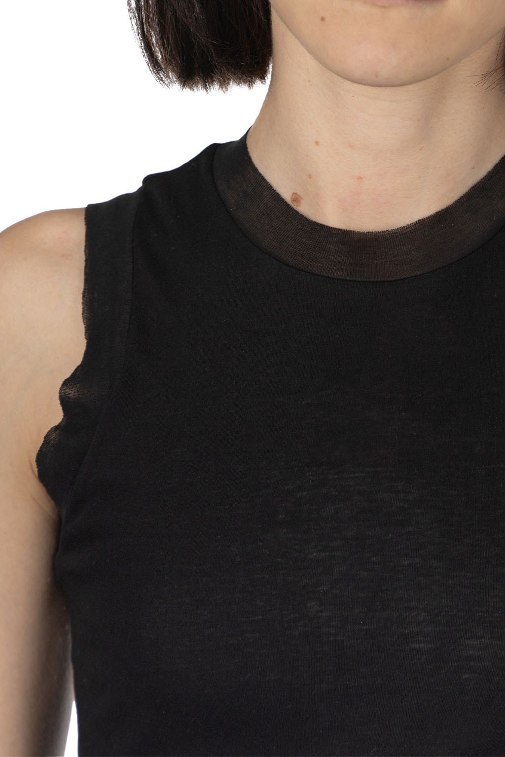 AURALEE - Super High Gauge Sheer Rib Tank Top - Black