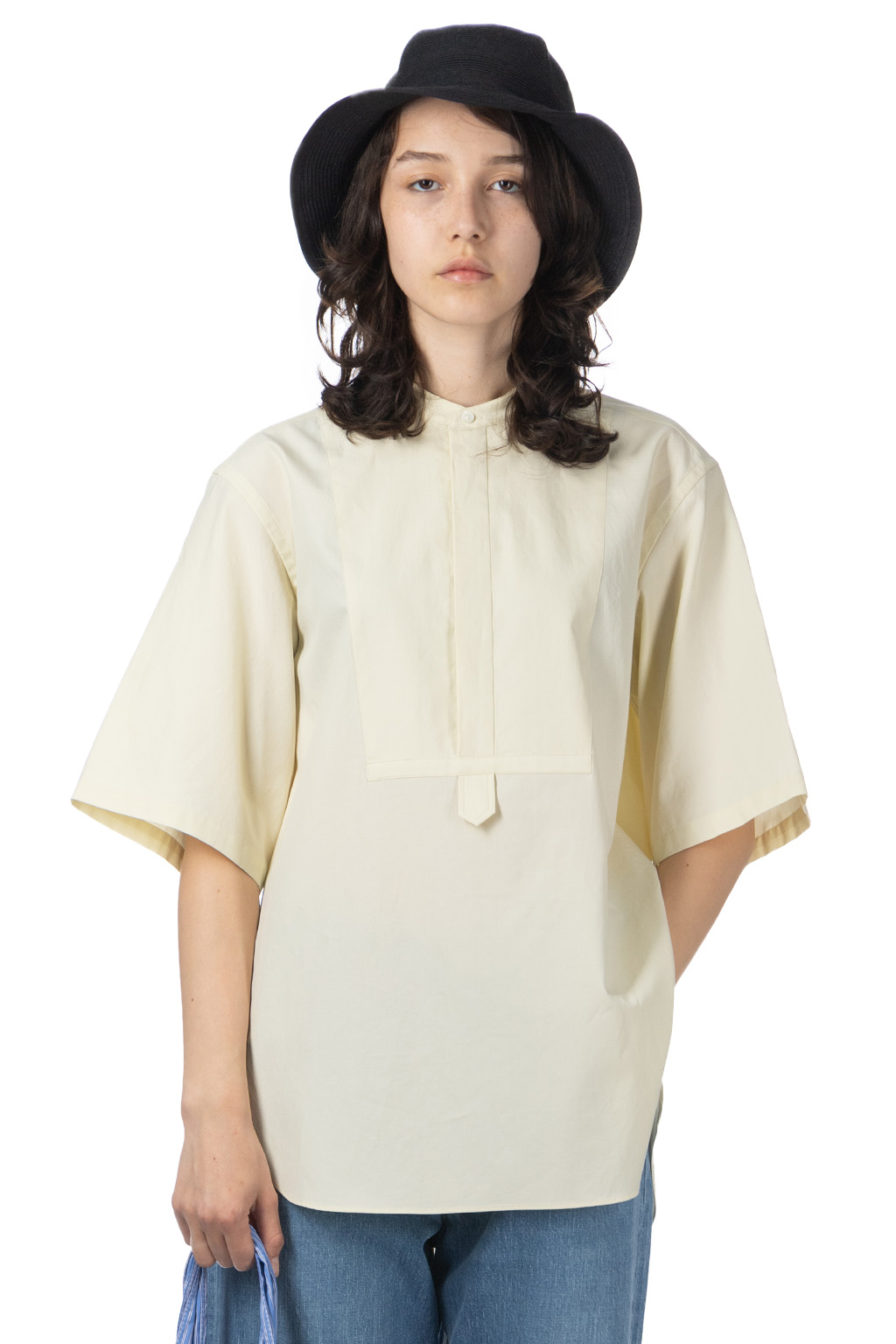 AURALEE | WASHED FINX TWILL HALF SLEEVED Pullover SHIRT - Light Yellow |  Women | Blue Button Shop