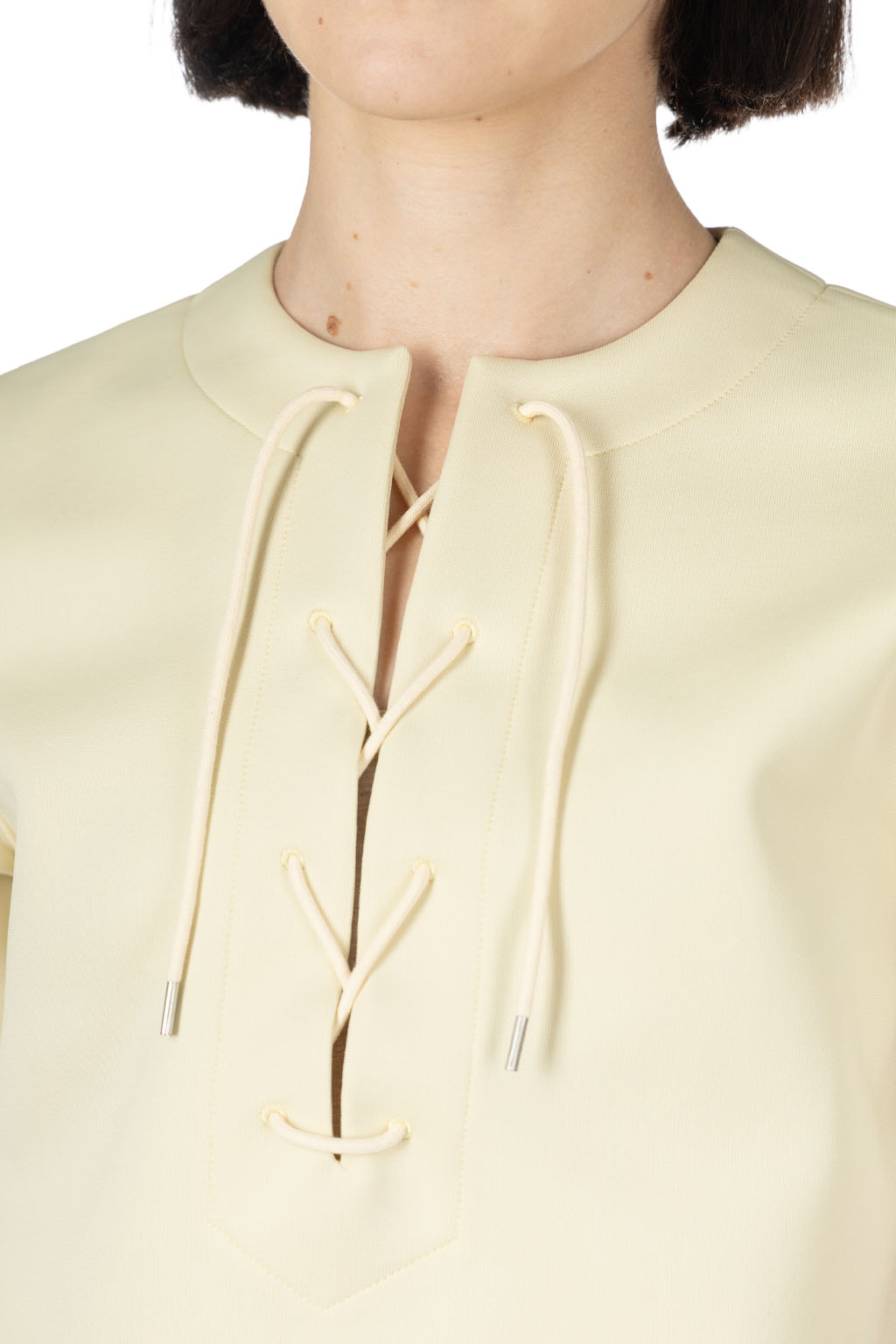 AURALEE - Wetsuit Jersey Lace Up Tee - Ivory Beige