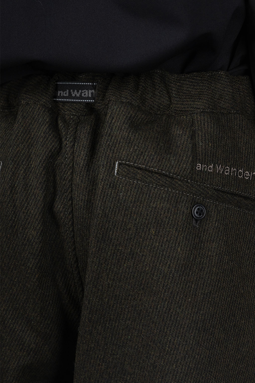 And Wander - REWOOL Tweed Wide Pants - Khaki