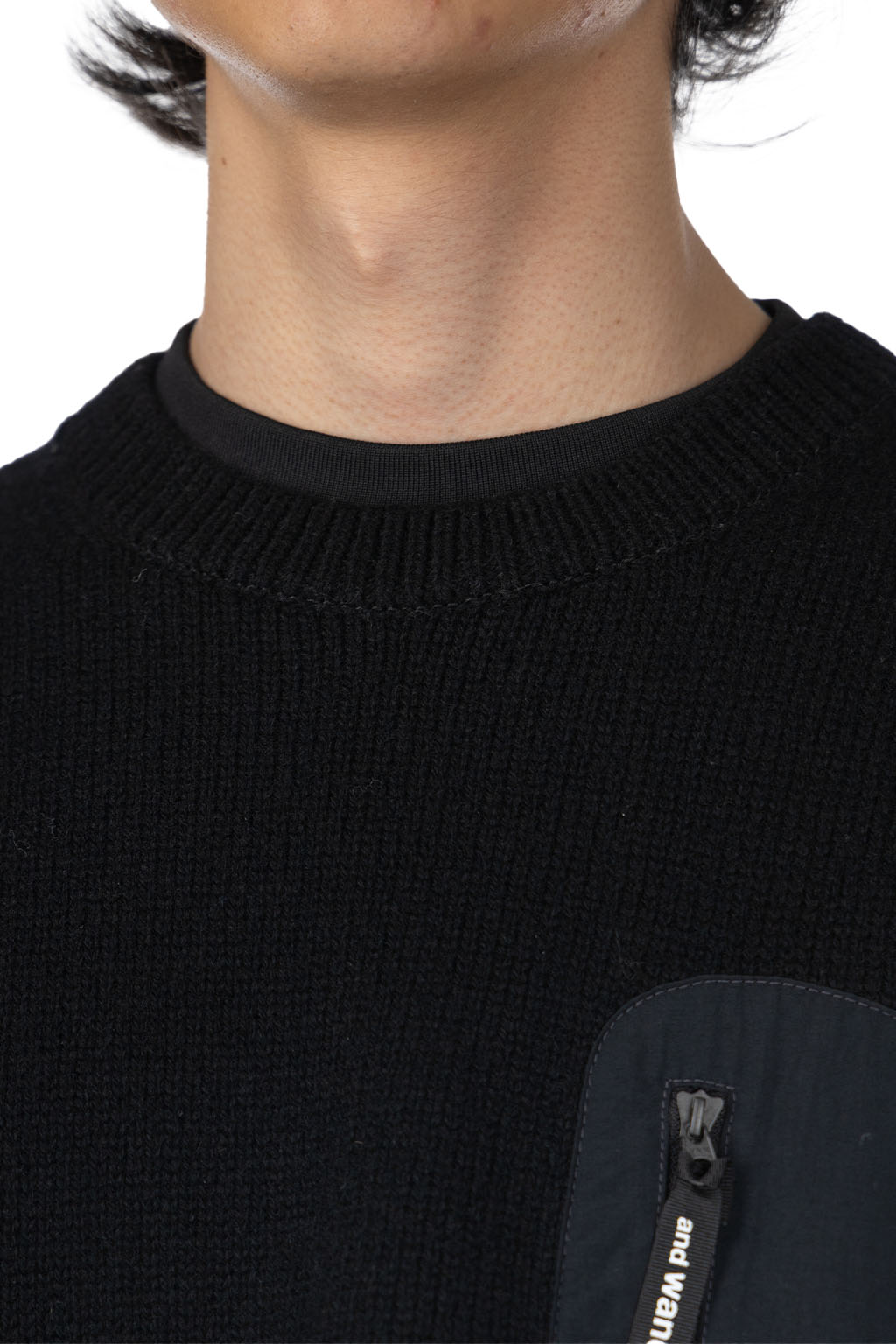 And Wander - Shetland Wool Sweater - Black