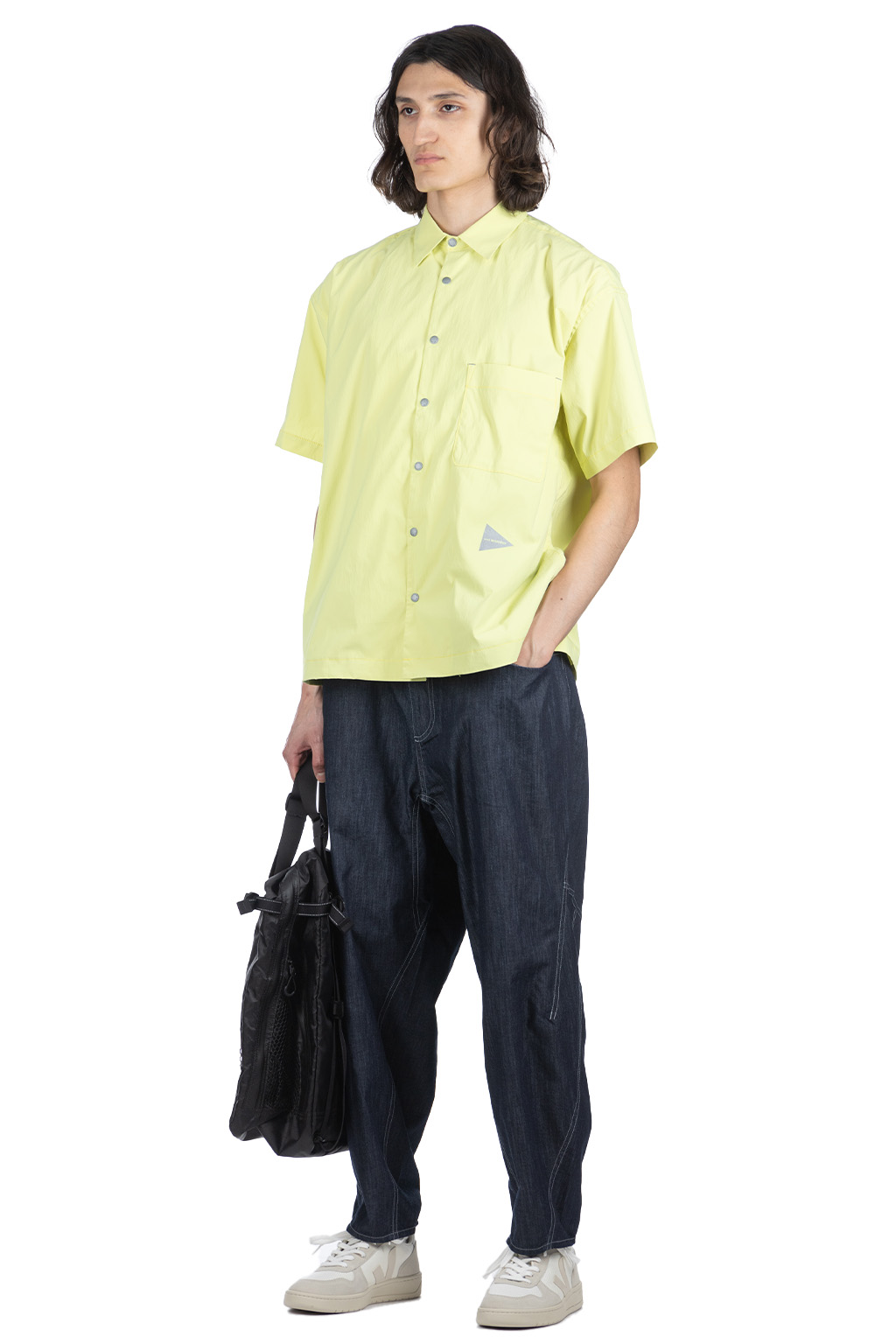 And Wander - UV Cut Stretch SS Shirt - Yellow Green