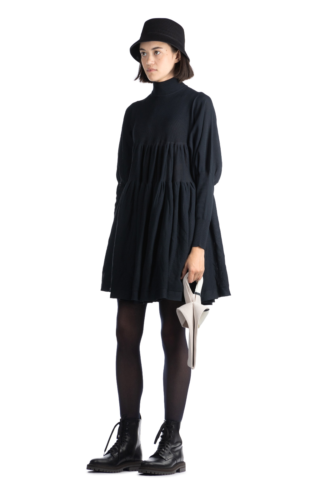 CFCL - Cascades Long Sleeve Mini Dress - Black