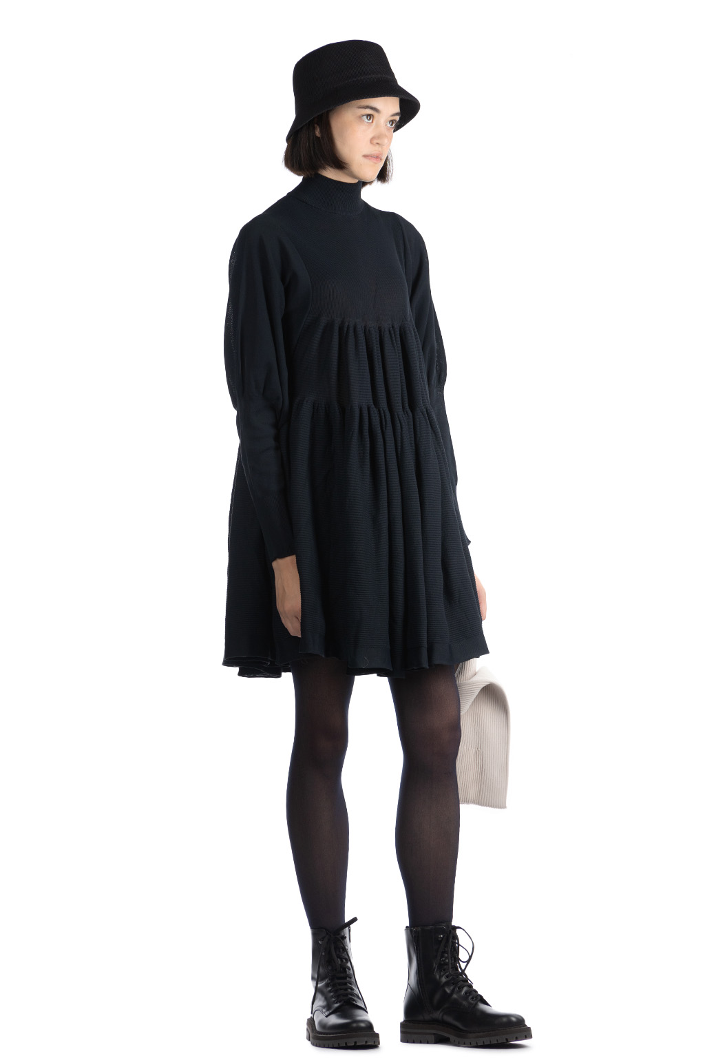 CFCL - Cascades Long Sleeve Mini Dress - Black