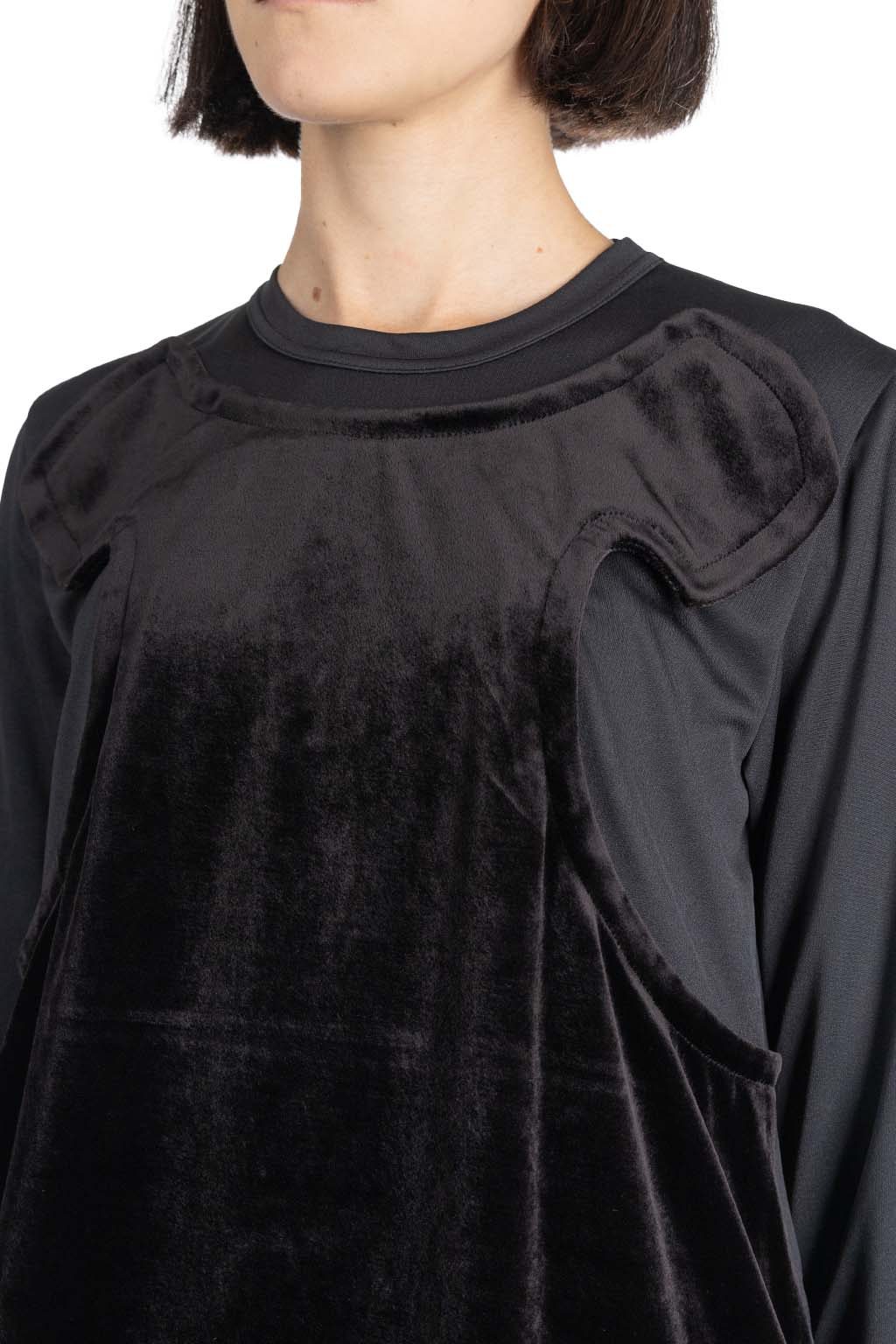 Comme Des Garcons Comme Des Garcons  - Poly x Velveteen LS Top - Black