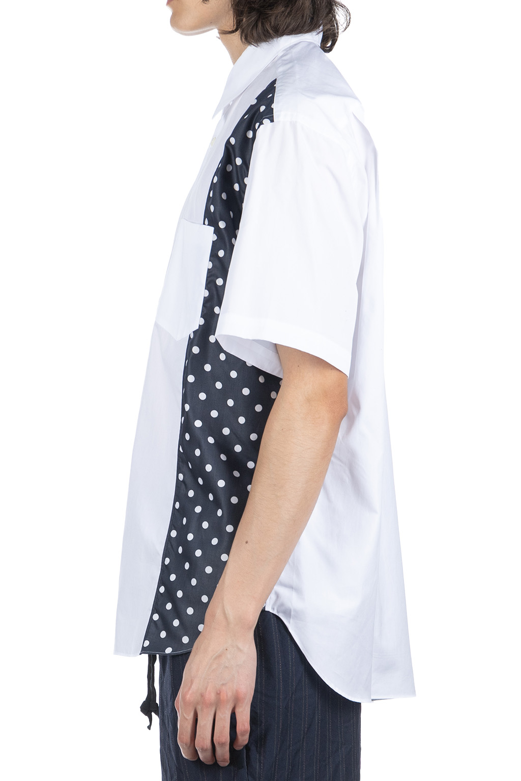 Comme Des Garcons Homme - Cotton x Poly Lawn Dots Print Shirt - White x Navy