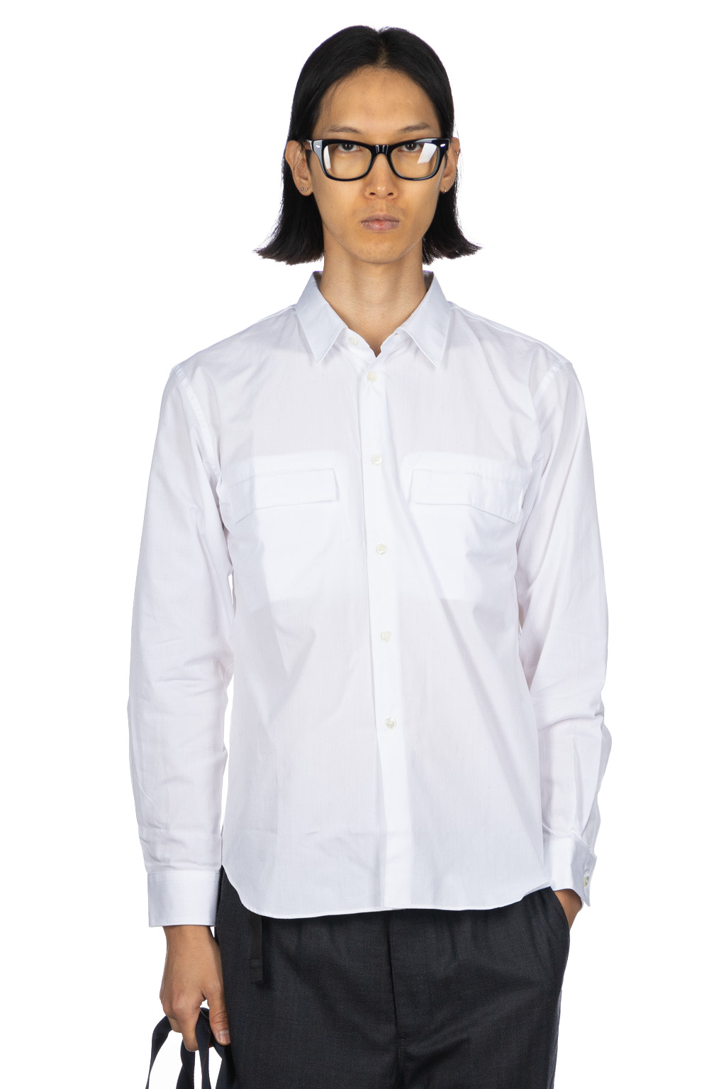 Comme Des Garcons Homme Deux Dress Shirt With Double Pockets White Men Blue Button Shop