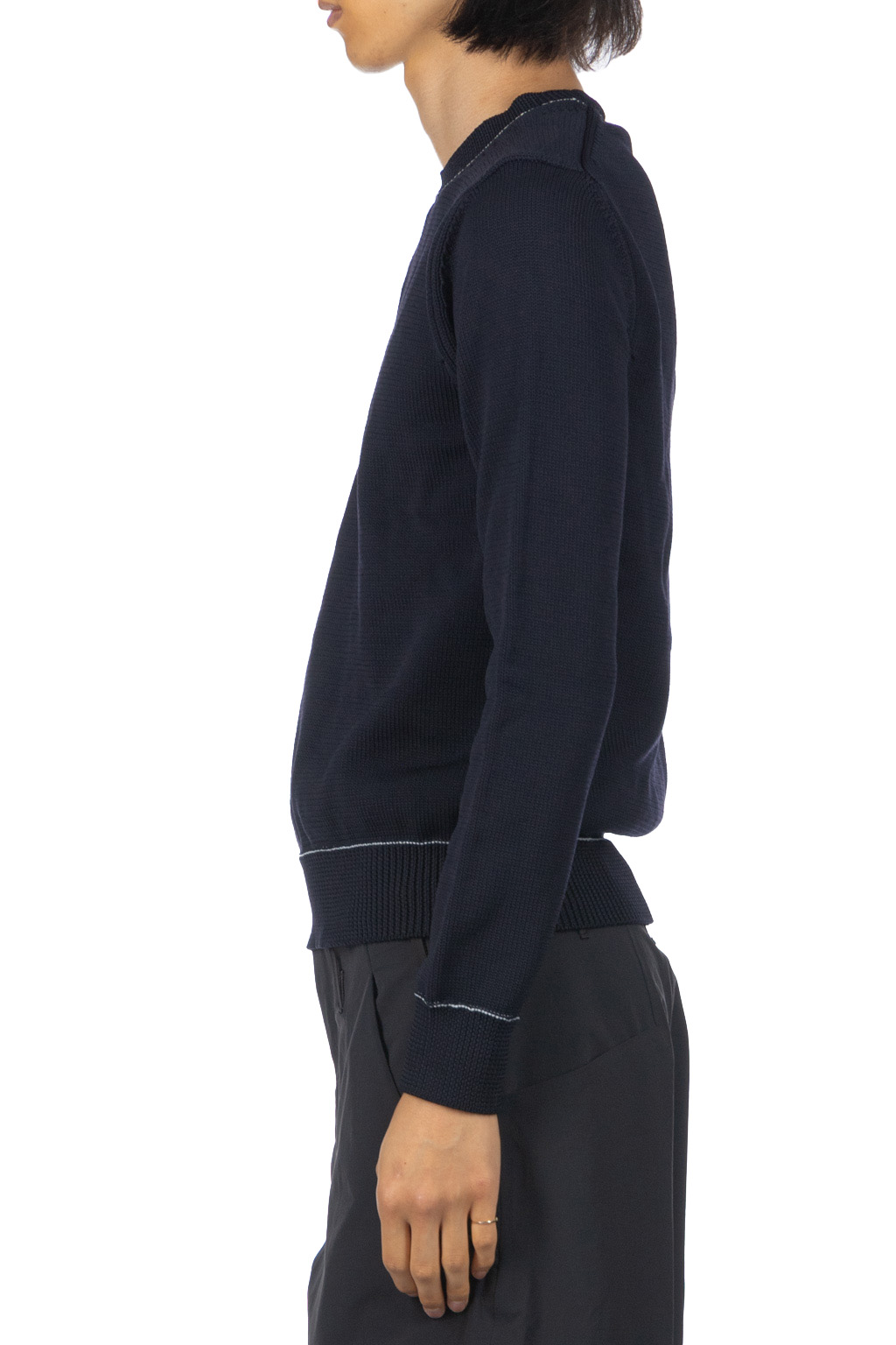 Comme Des Garcons Homme Deux - Rib Knit Crewneck Sweater - Navy