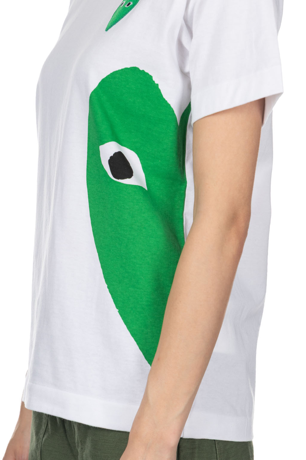 Comme Des Garcons Play Unisex Big x Small Green Heart T-Shirt - White