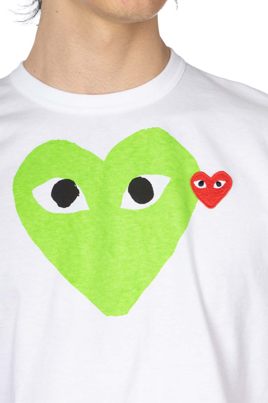 Comme Des Garcons Play - Unisex Big x Small Green Heart T-Shirt - White