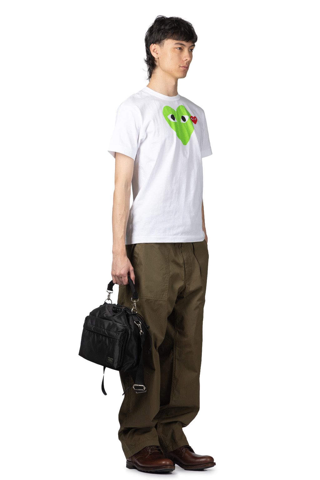 Comme Des Garcons Play - Unisex Big x Small Green Heart T-Shirt - White