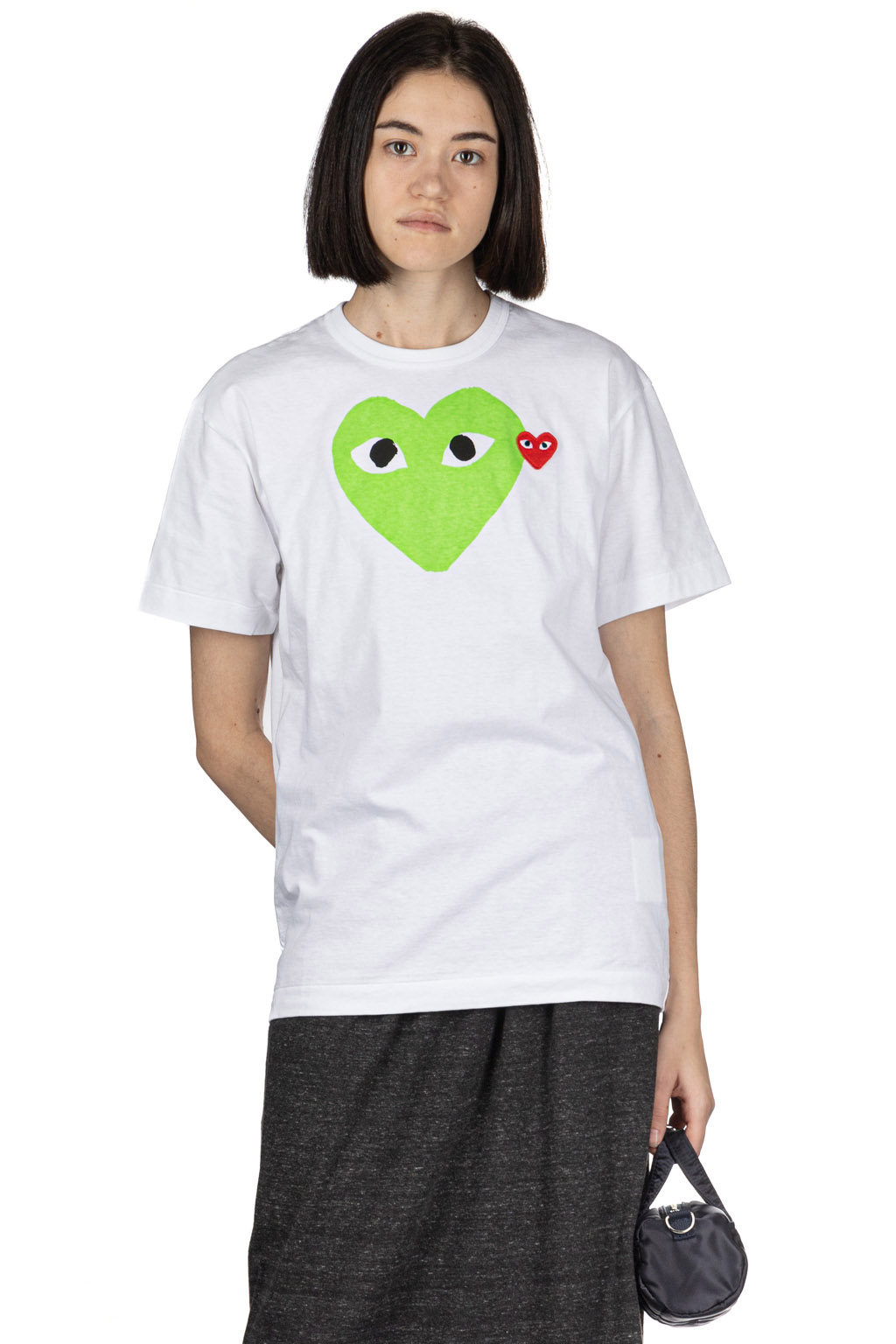 Comme Des Garcons Play - Unisex Big x Small Green Heart T-Shirt - White