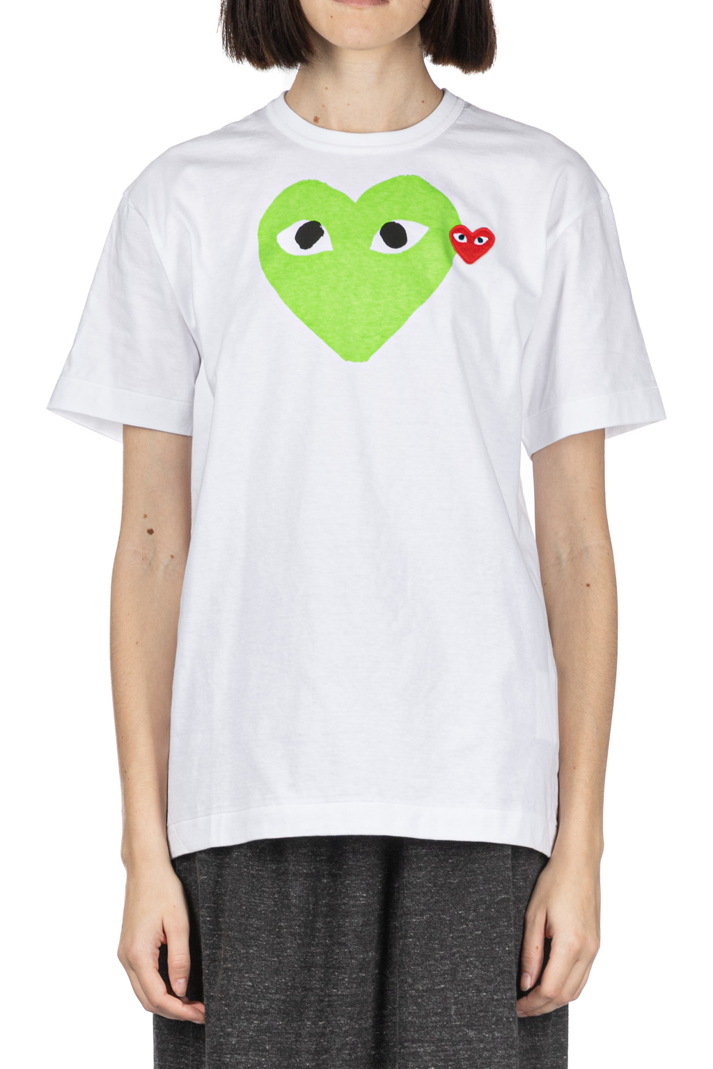 Comme Des Garcons Play - Unisex Big x Small Green Heart T-Shirt - White