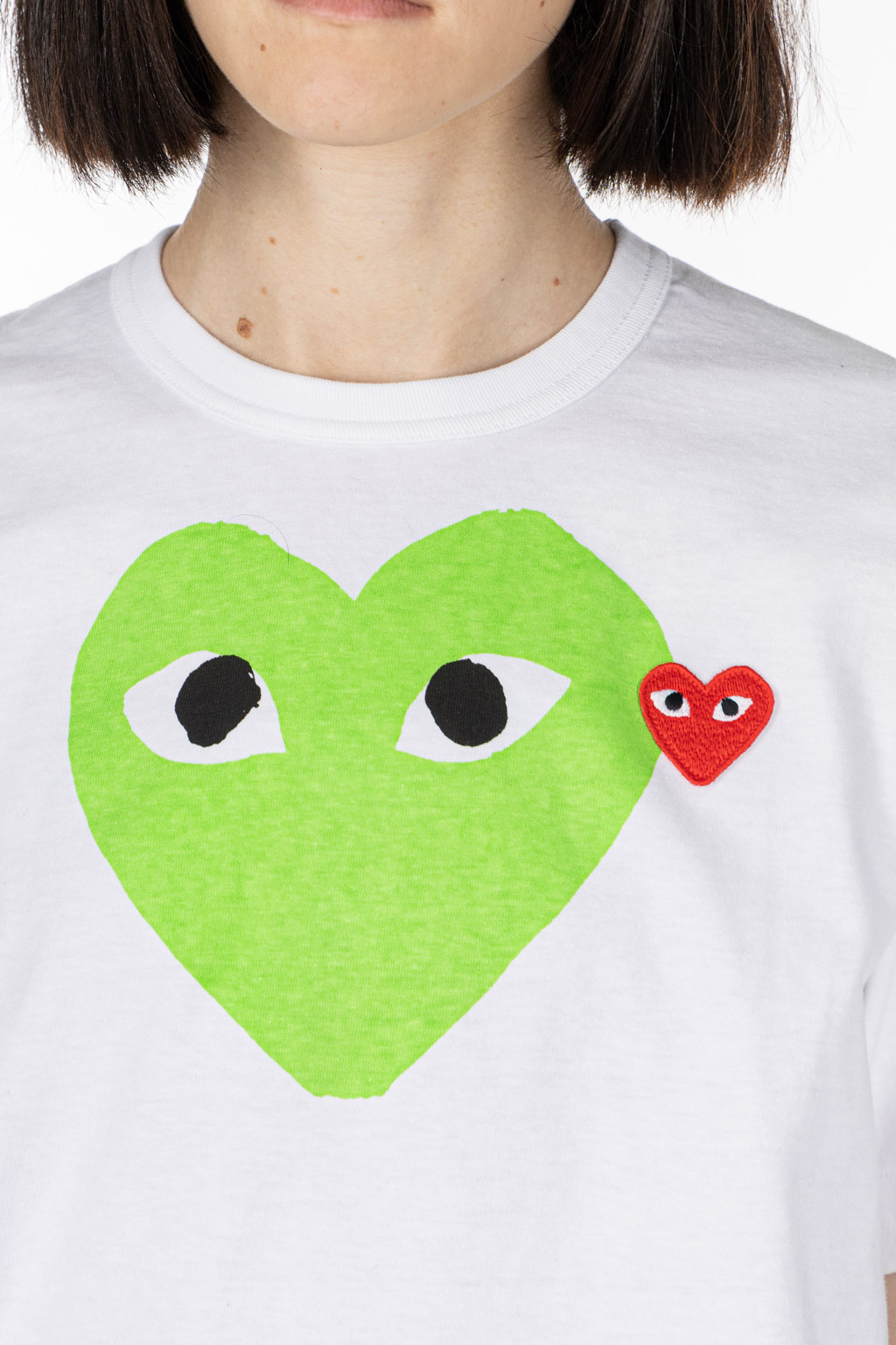 Comme Des Garcons Play - Unisex Big x Small Green Heart T-Shirt - White