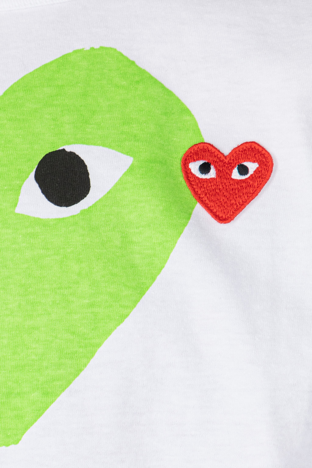 Comme Des Garcons Play - Unisex Big x Small Green Heart T-Shirt - White