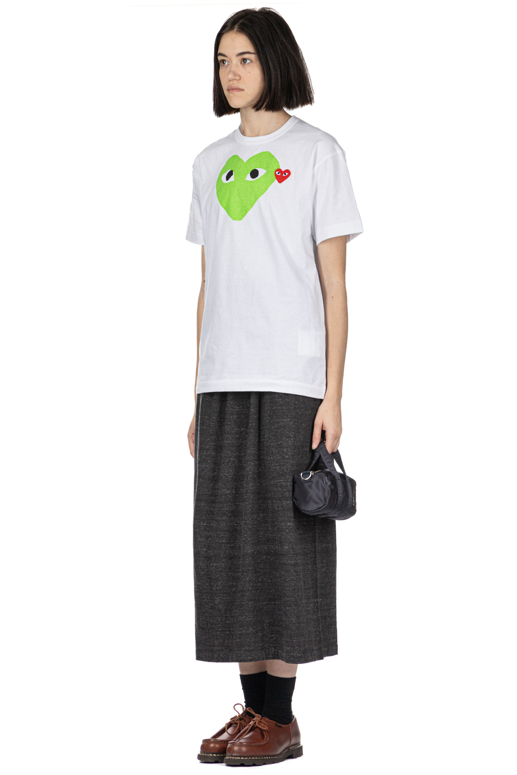 Comme Des Garcons Play - Unisex Big x Small Green Heart T-Shirt - White