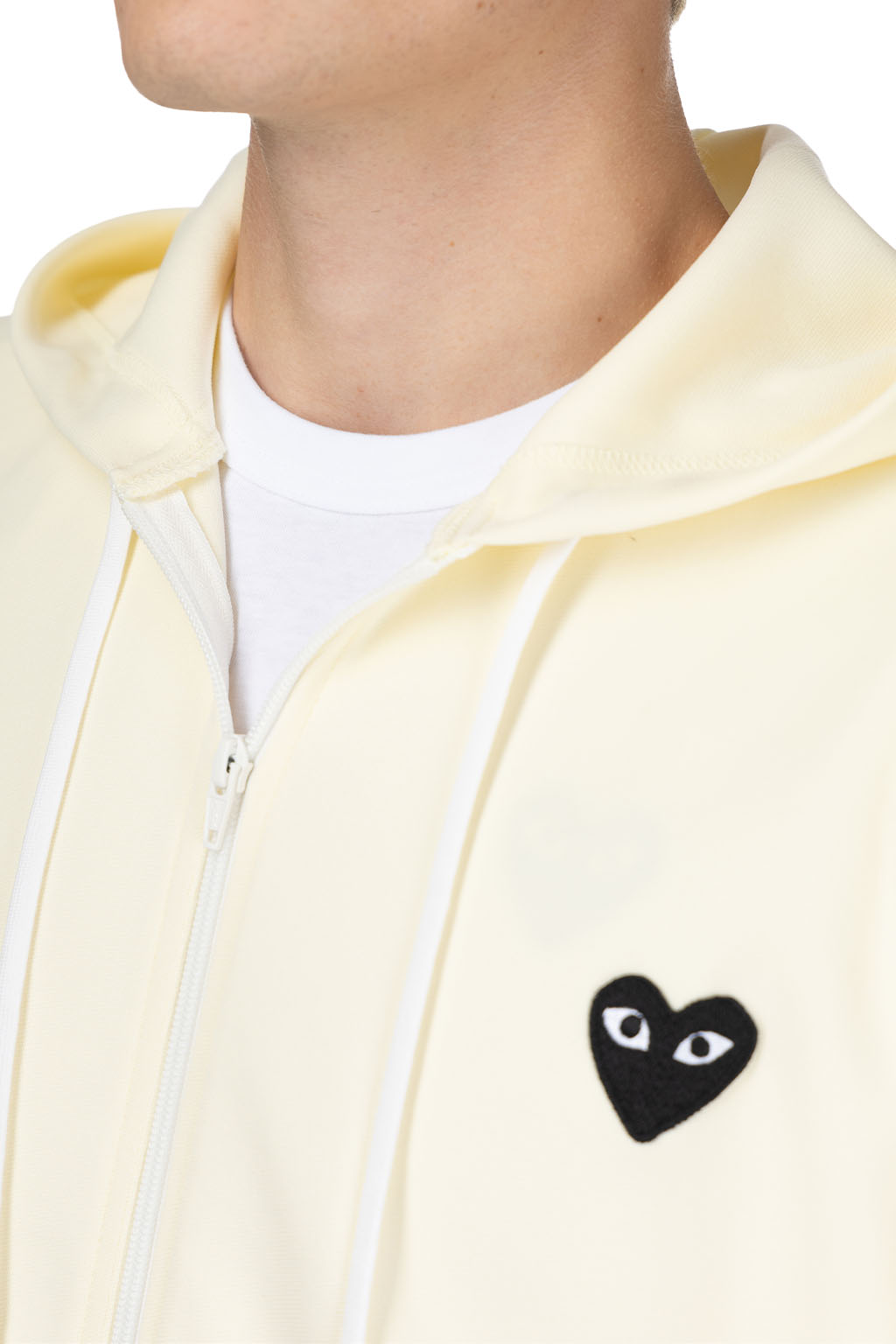 Comme Des Garcons Play - Unisex Black Heart Full Zip Hoodie - Ivory