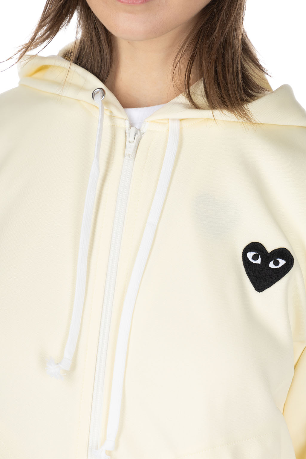 Comme Des Garcons Play - Unisex Black Heart Full Zip Hoodie - Ivory