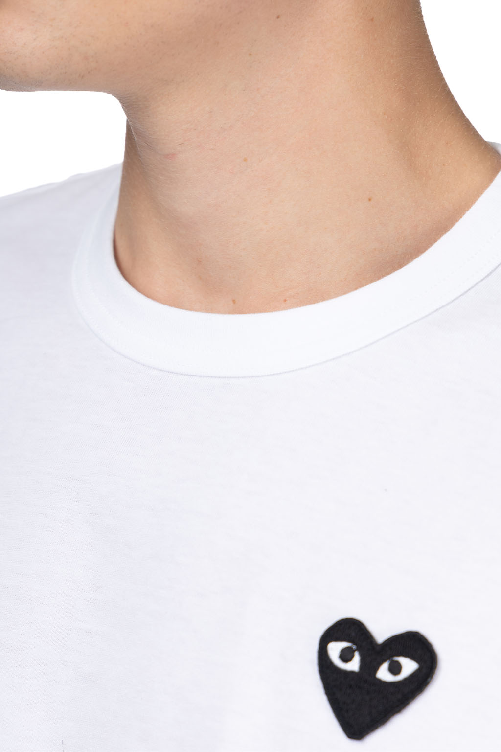 Comme Des Garcons Play - Unisex Black Heart LS T-Shirt - White