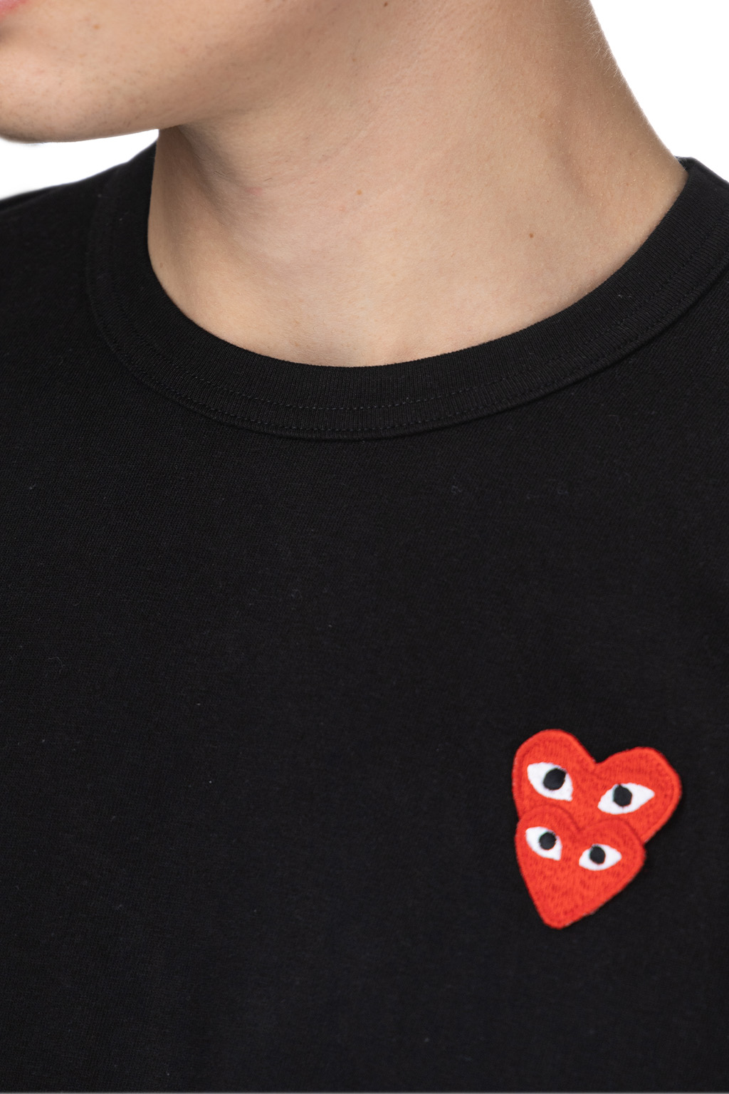 Comme Des Garcons Play - Unisex Double Red Heart LS T-Shirt - Black