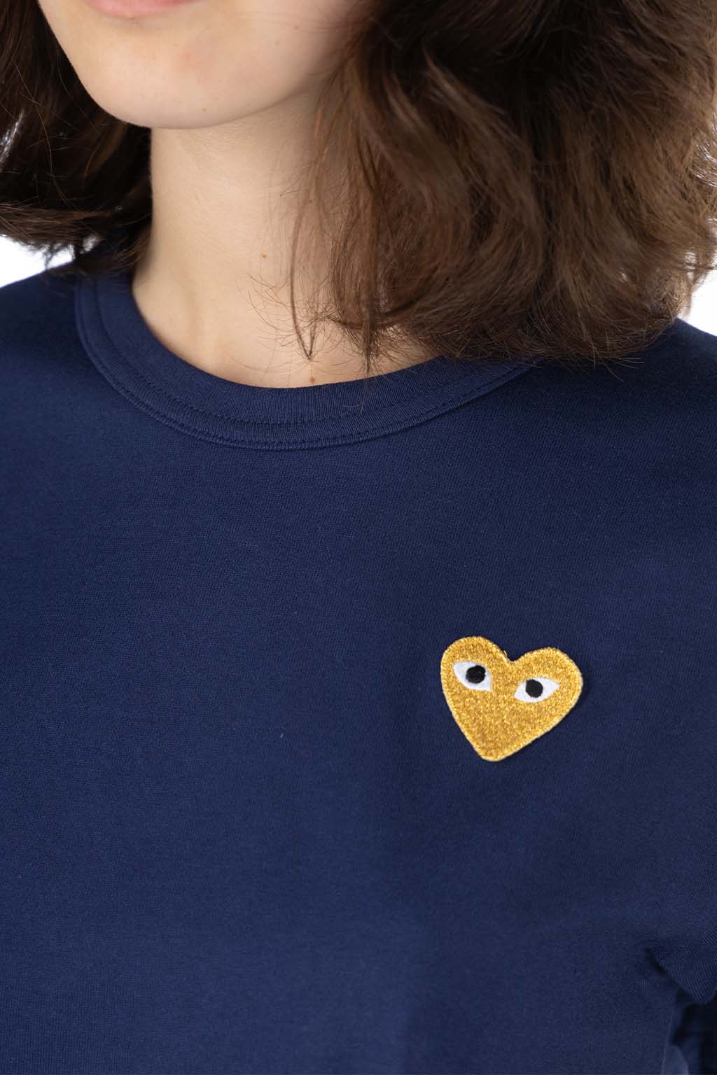 Comme Des Garcons Play - Unisex Gold Heart T-Shirt - Navy