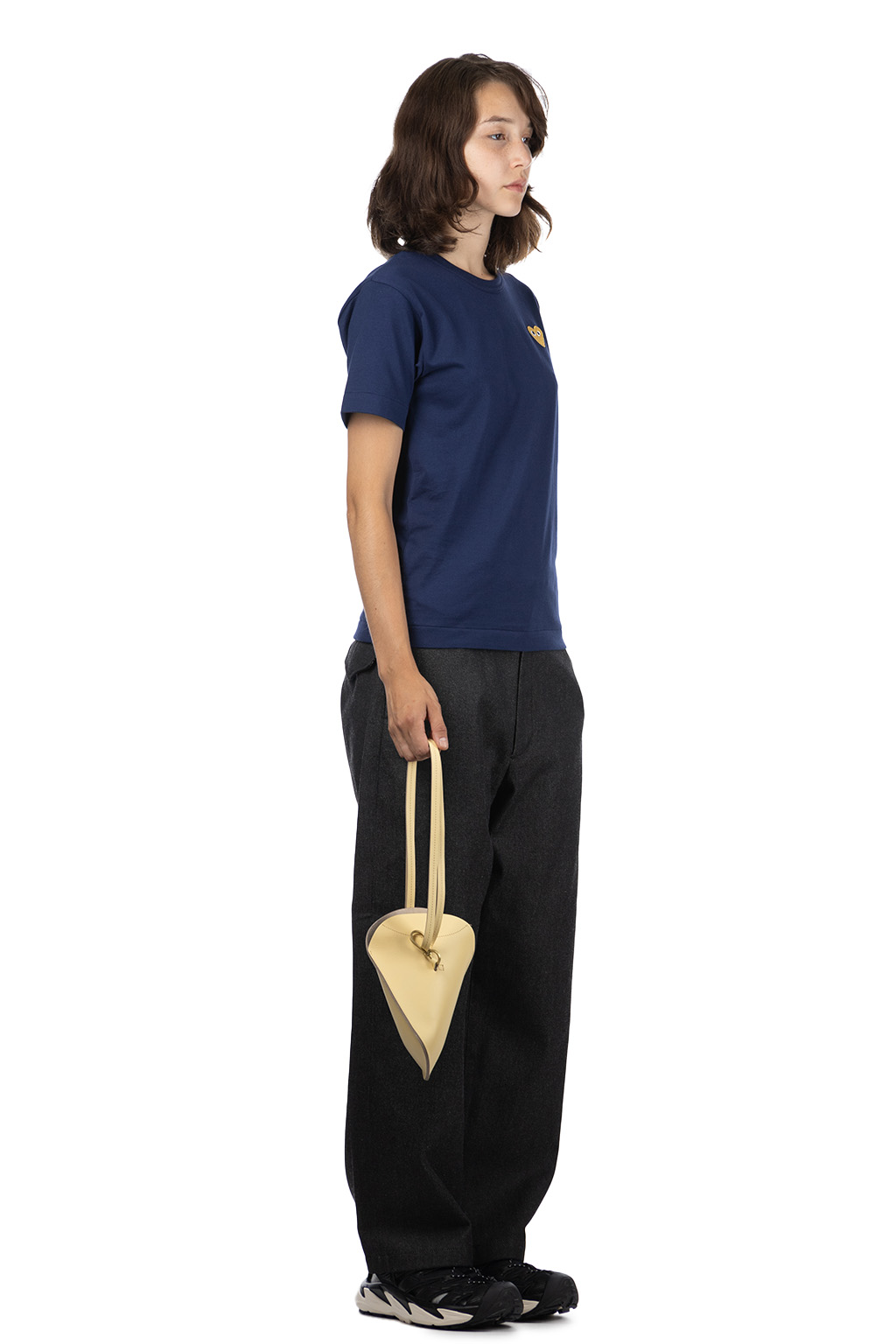 Comme Des Garcons Play - Unisex Gold Heart T-Shirt - Navy