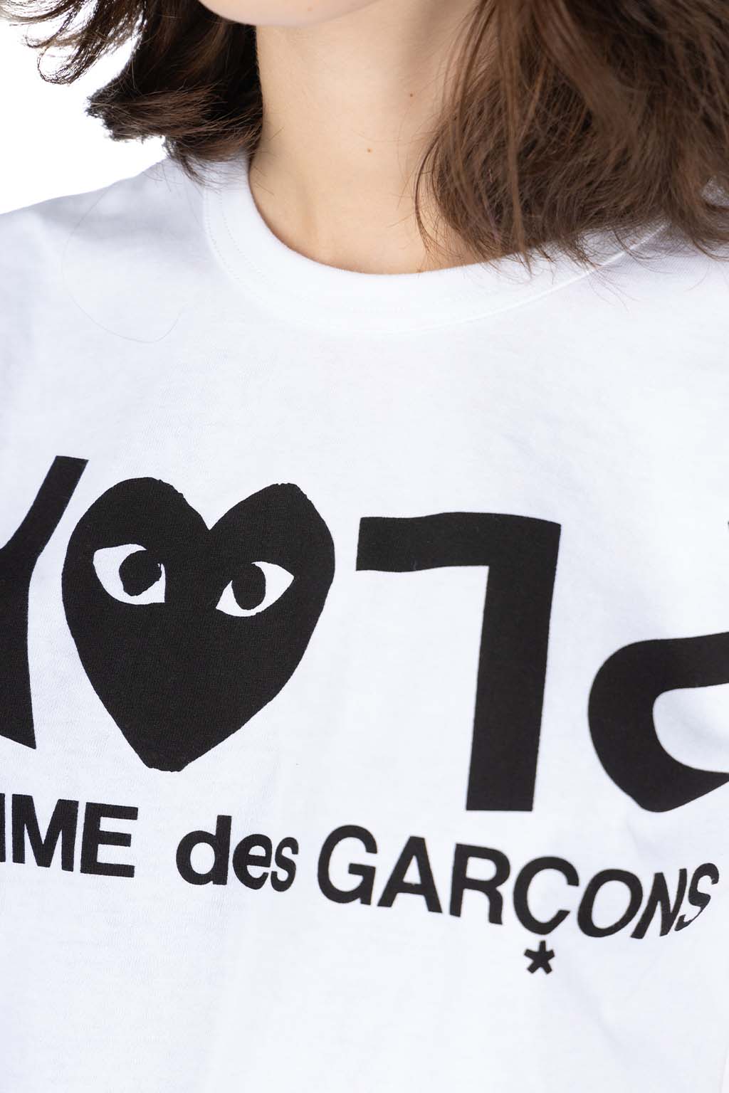 Comme Des Garcons Play - Unisex Play Text Logo T-Shirt - White