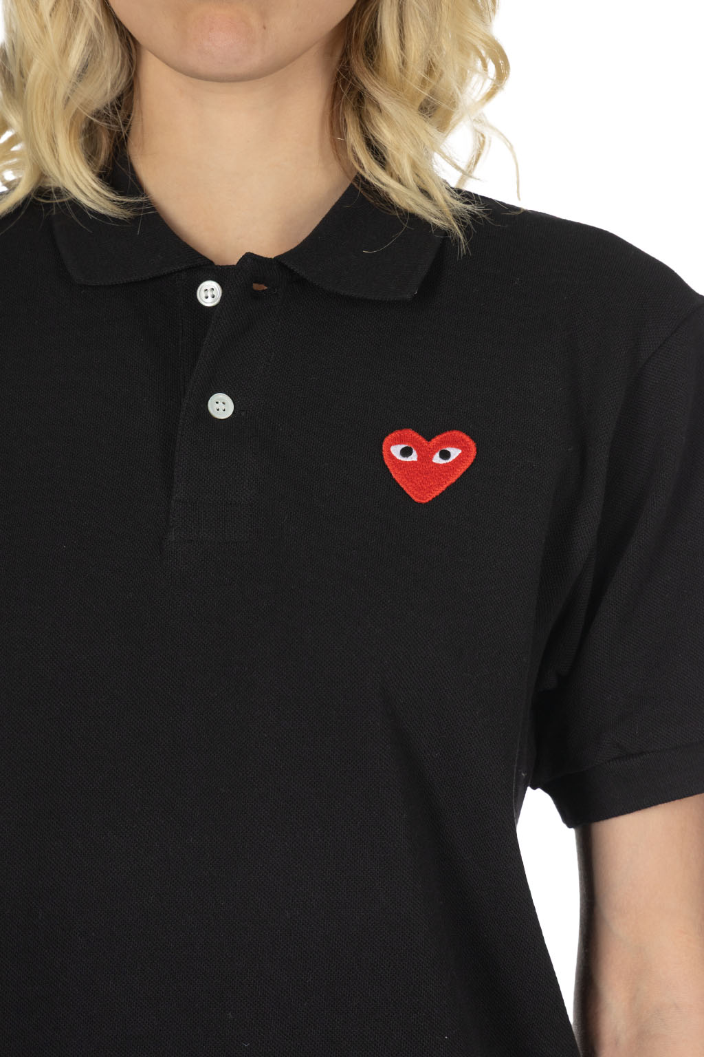 Comme Des Garcons Play - Men's Red Heart Polo - Black