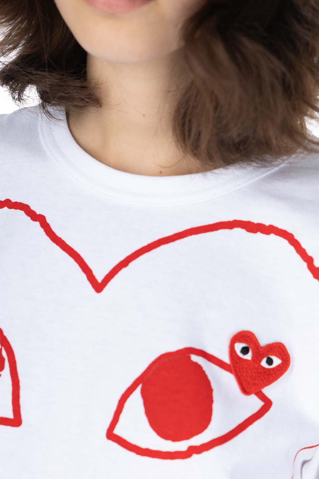 Comme Des Garcons Play - Unisex Red Heart T-Shirt - White