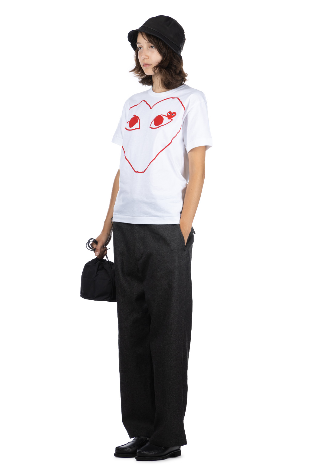 Comme Des Garcons Play - Unisex Red Heart T-Shirt - White