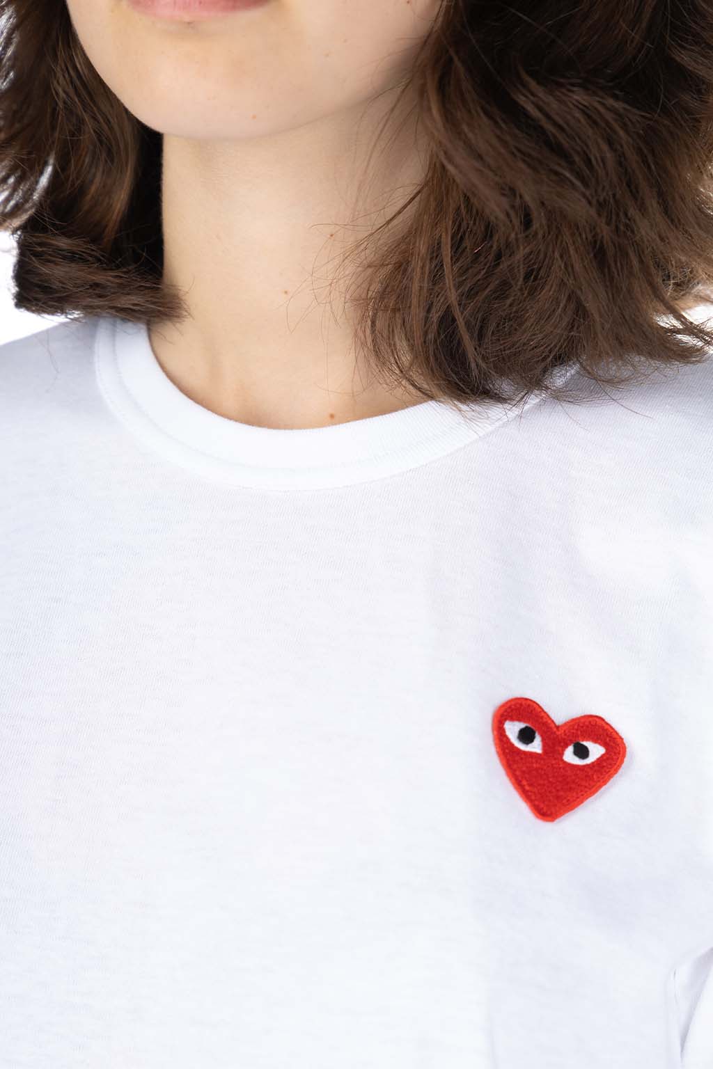 Comme Des Garcons Play - Unisex Red Heart T-Shirt - White