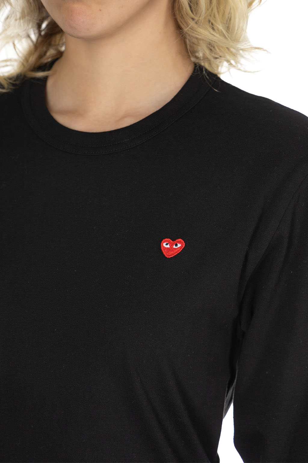 Comme Des Garcons Play Unisex Small Red Heart LS T-Shirt - Black