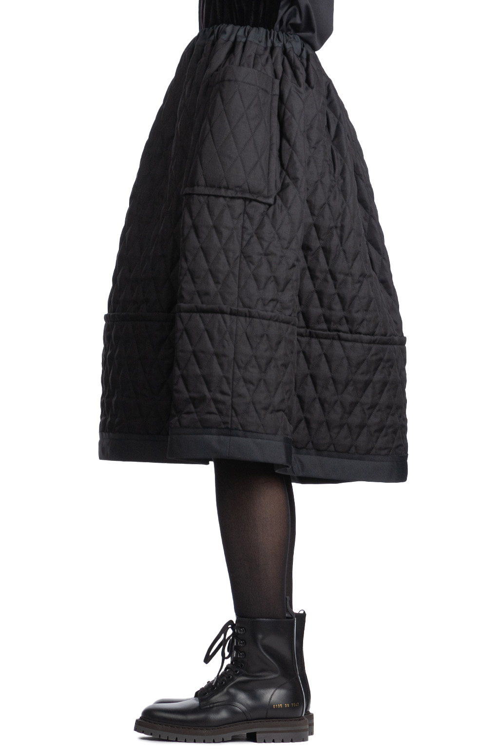 Comme Des Garcons TAO - Poly Herringbone Quilting SKIRT - Black