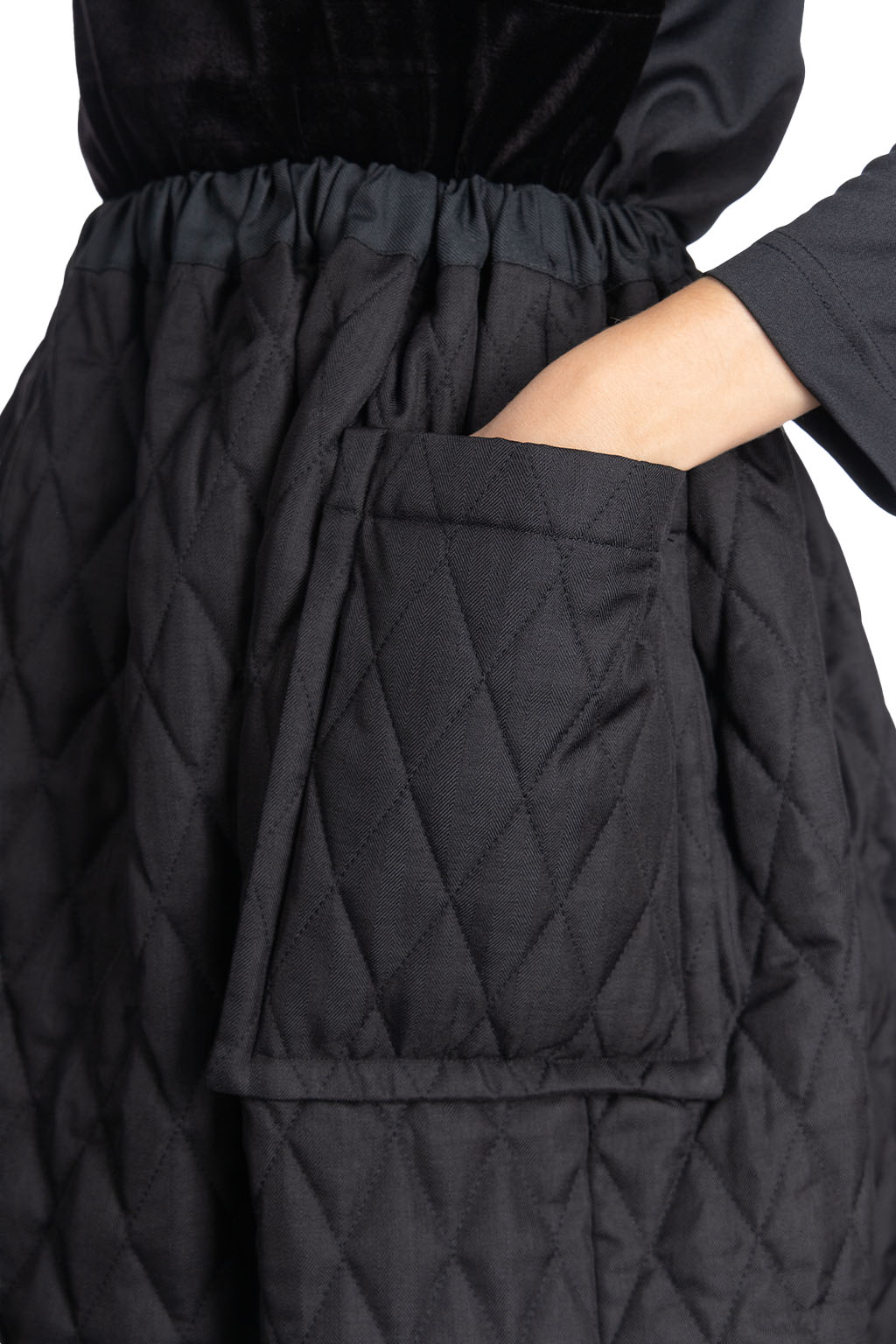 Comme Des Garcons TAO - Poly Herringbone Quilting SKIRT - Black