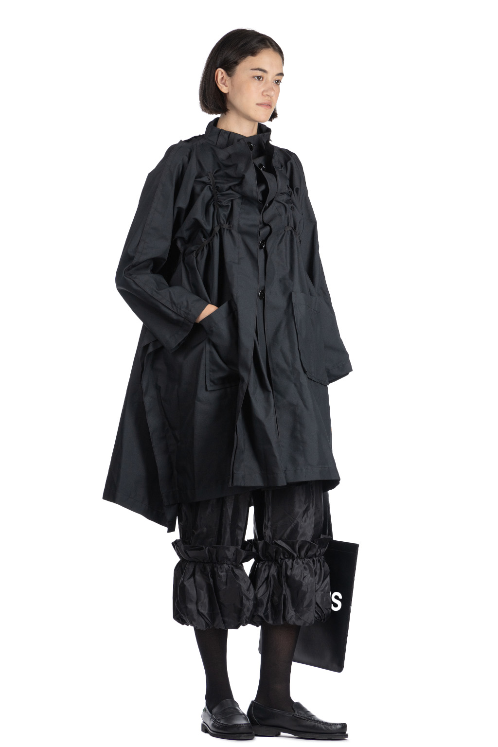 Comme Des Garcons TAO - Poly Twill Garment Washed Long Jacket - Black