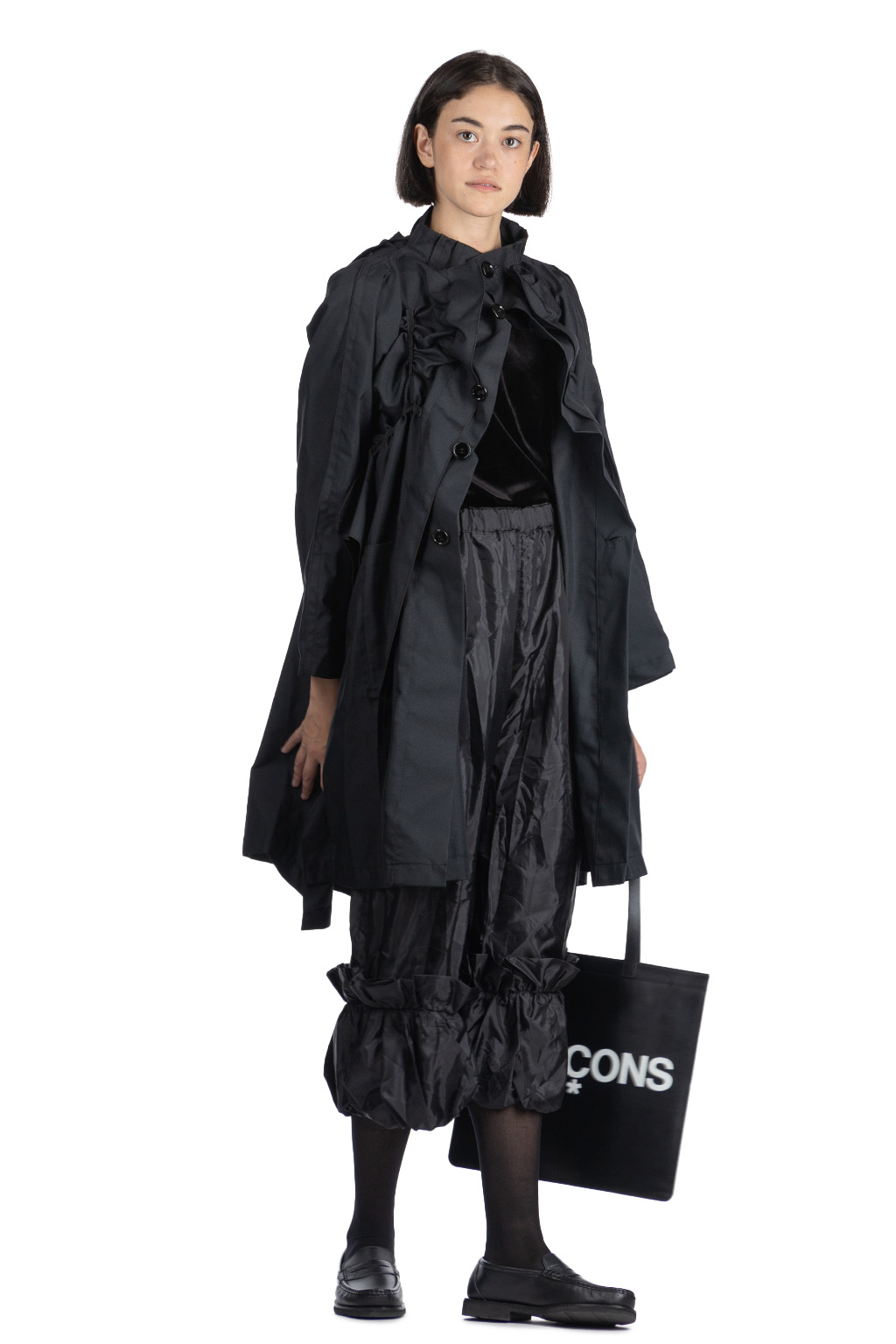 Comme Des Garcons TAO - Poly Twill Garment Washed Long Jacket - Black